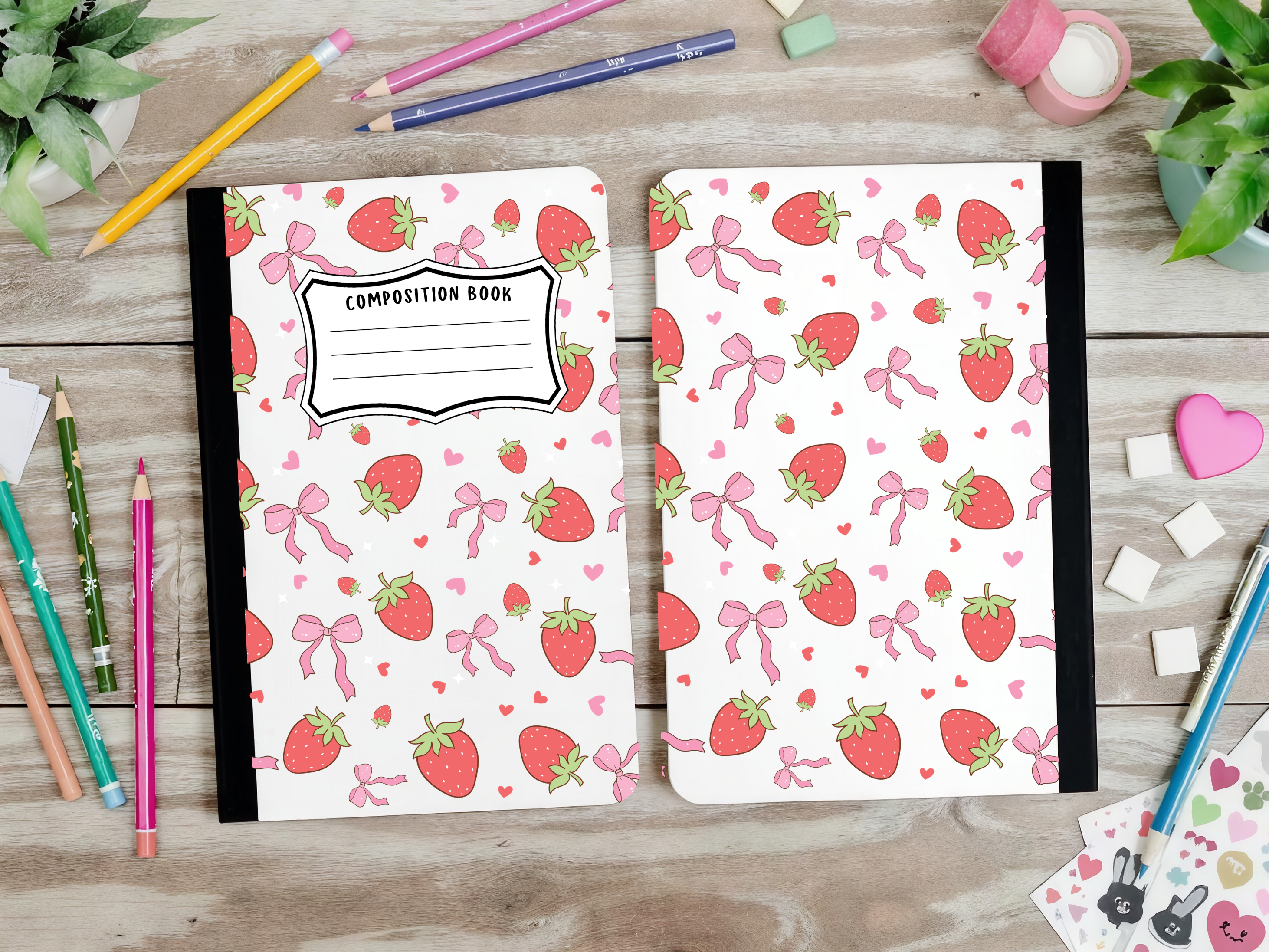 Strawberries with Bows Composition Book