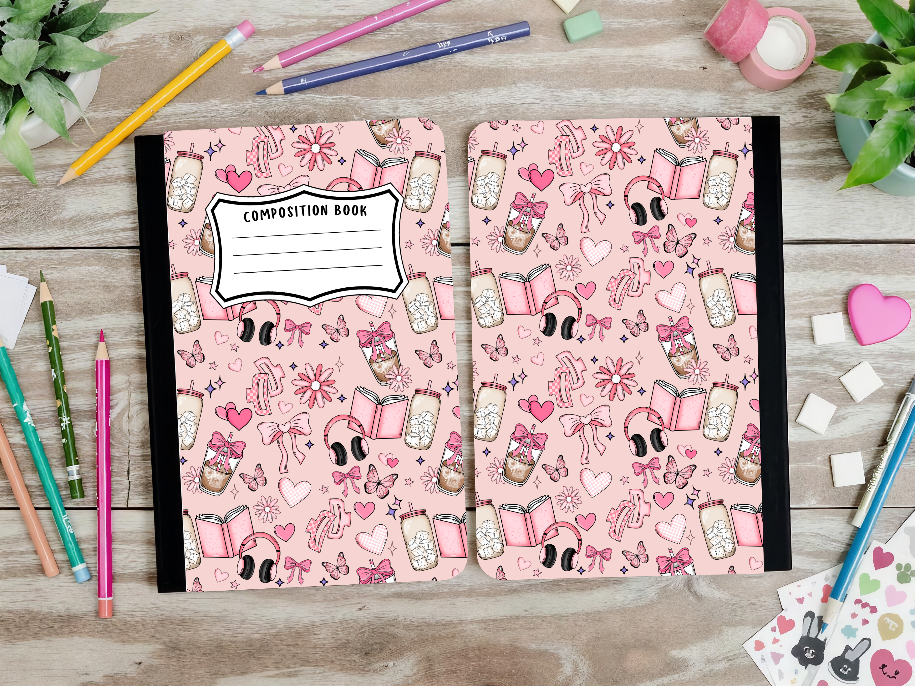 Books & Headphones Composition Book