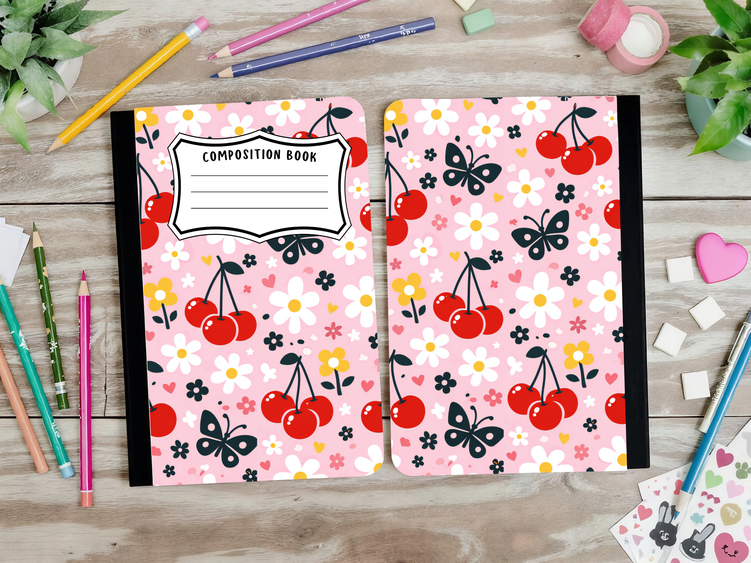 Butterflies & Cherries Composition Book