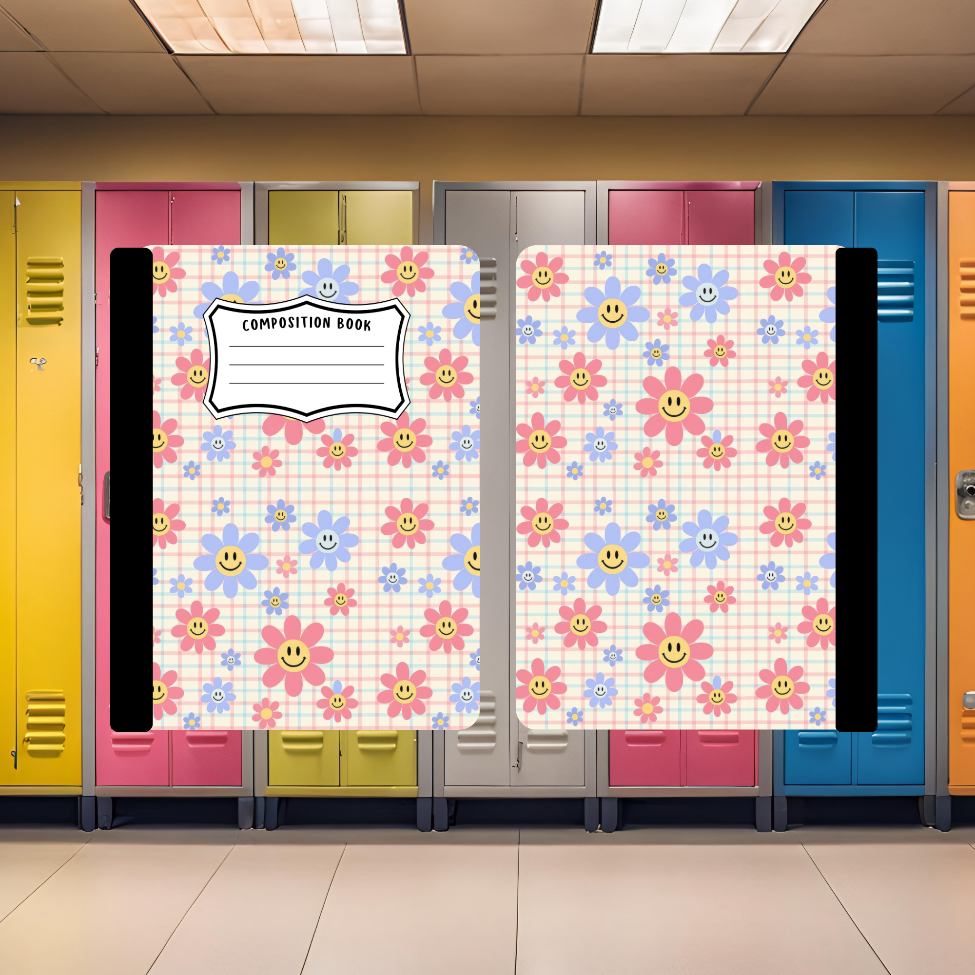 Flowers and Plaid Composition Book