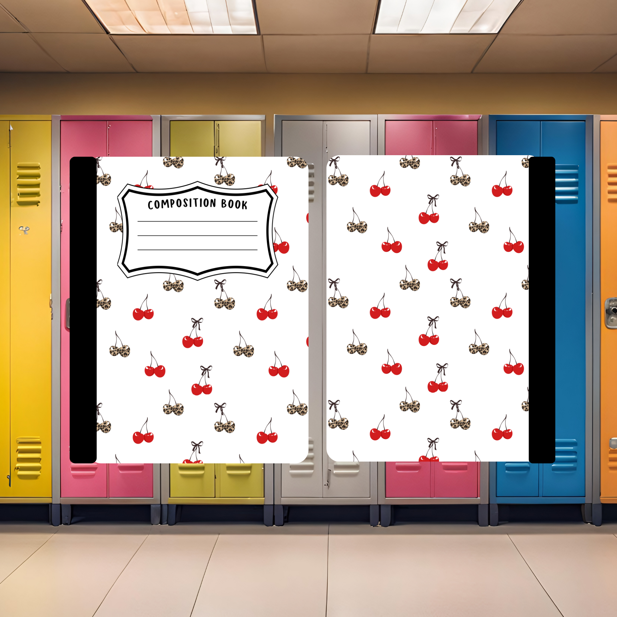 Red and Cheetah Cherries Composition Book