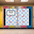 Blue & White Squares Cherries Composition Book