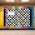 Black and White Checkered With Daisies Composition Book