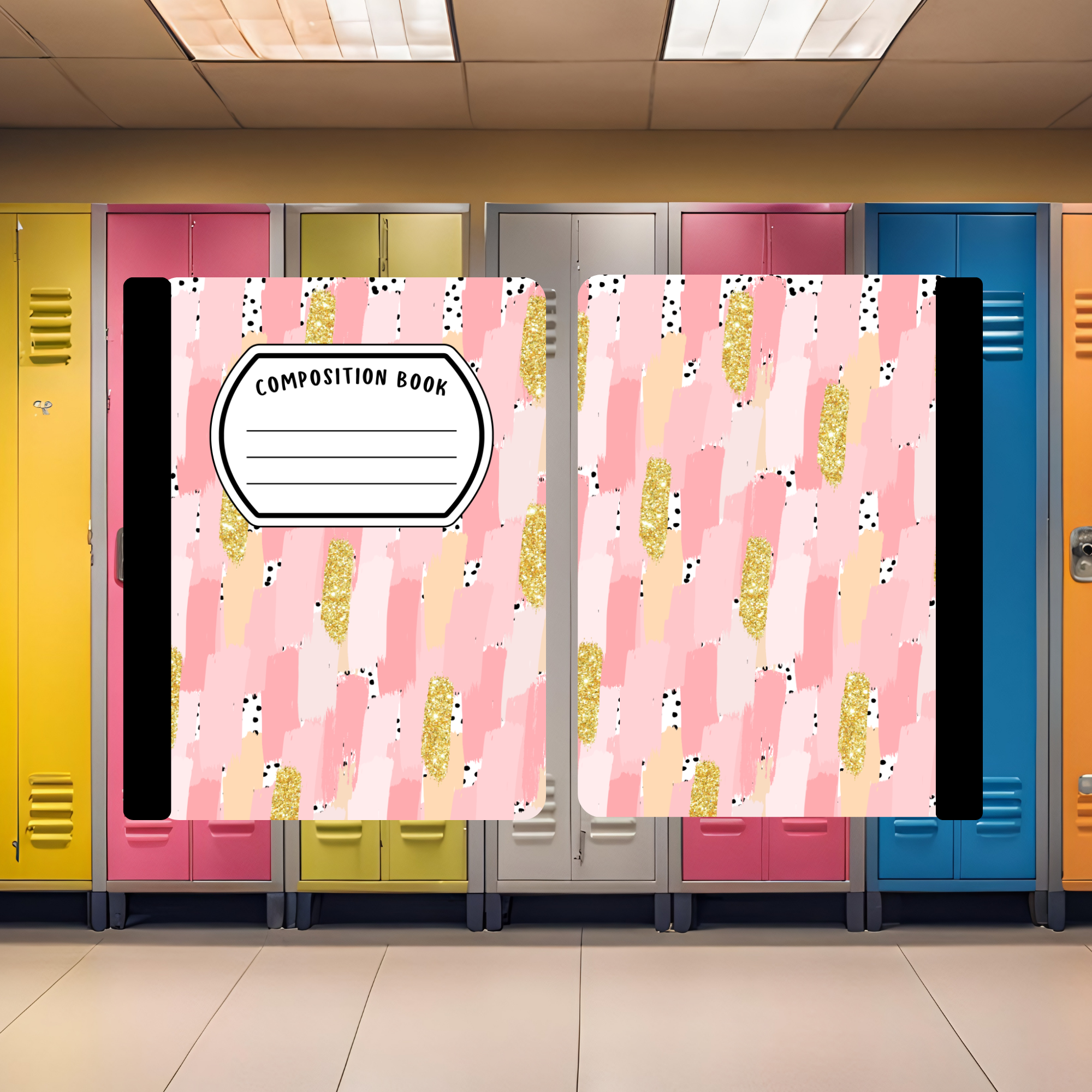 Pink Brush Strokes Composition Book