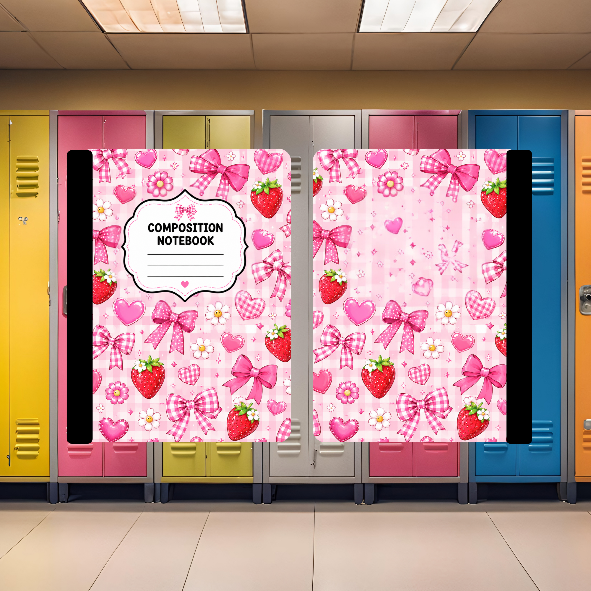 Strawberries and Bows Composition Books