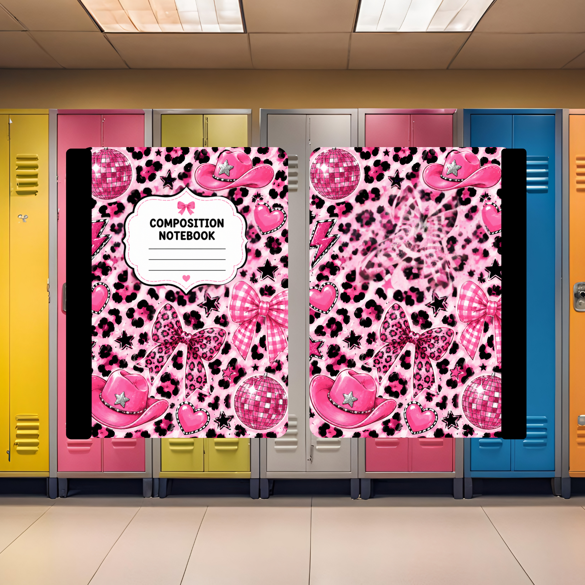 Pink Cheetah with Bows Composition Book