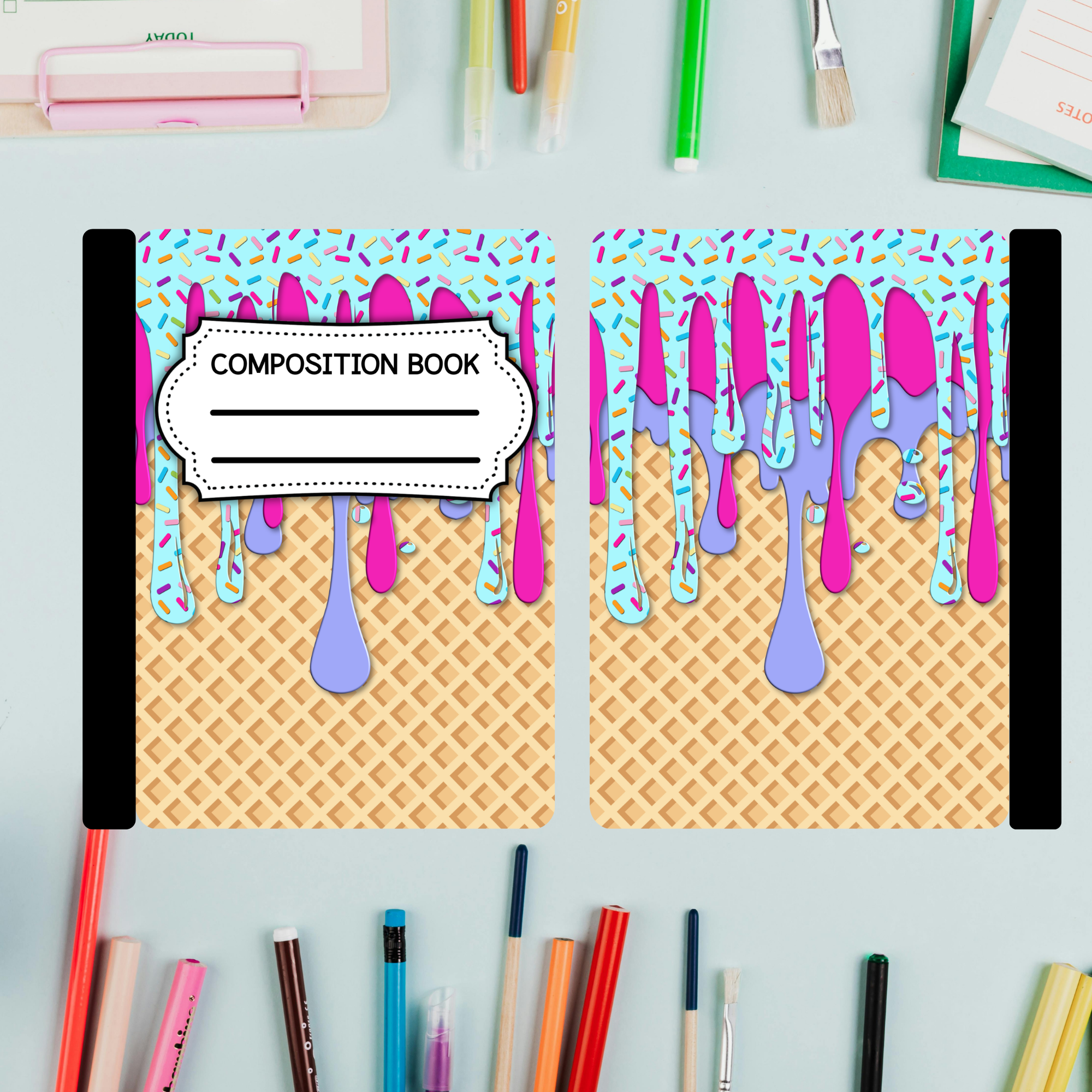 Blue Ice Cream Drip Composition Book