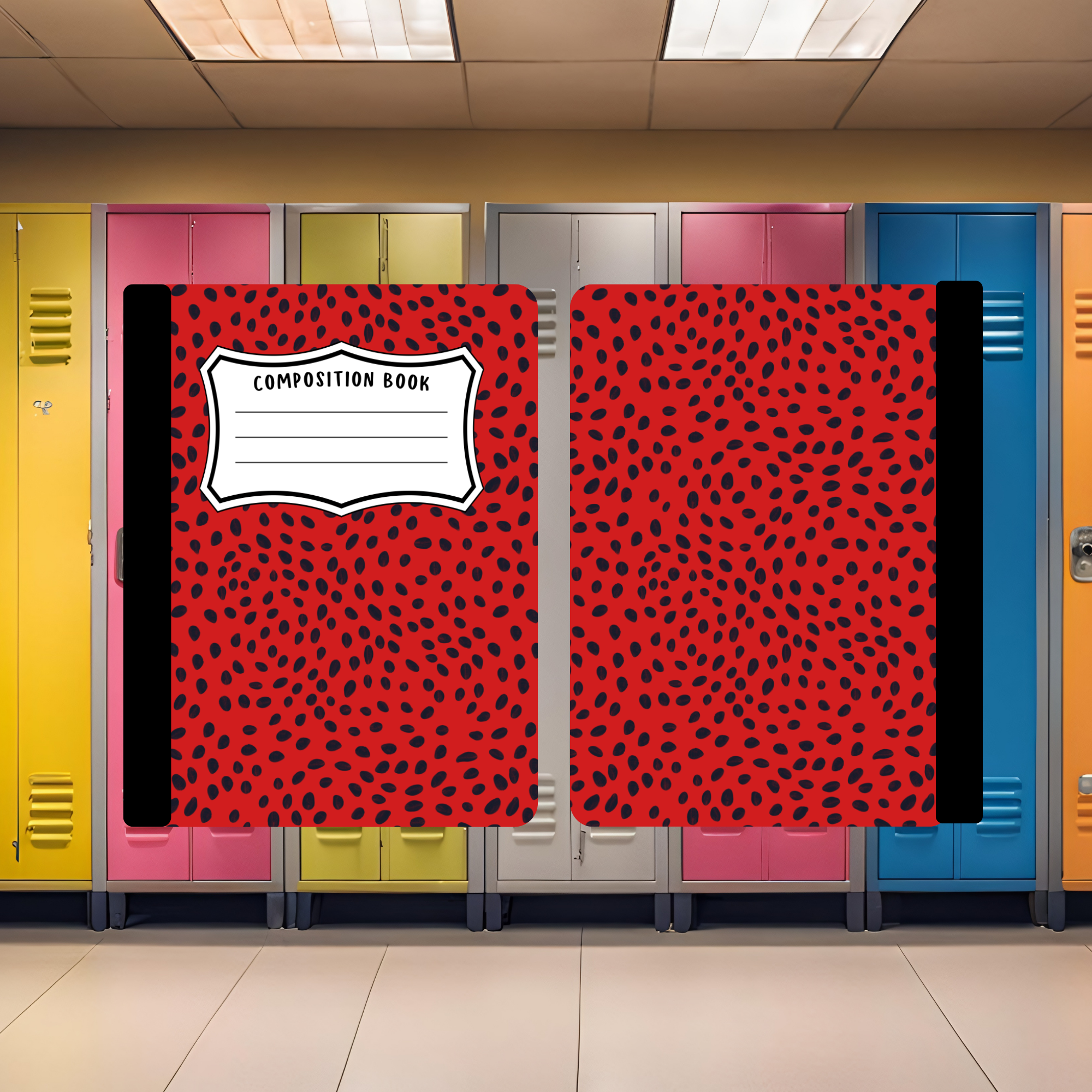 Red Cheeta Dots Composition Book