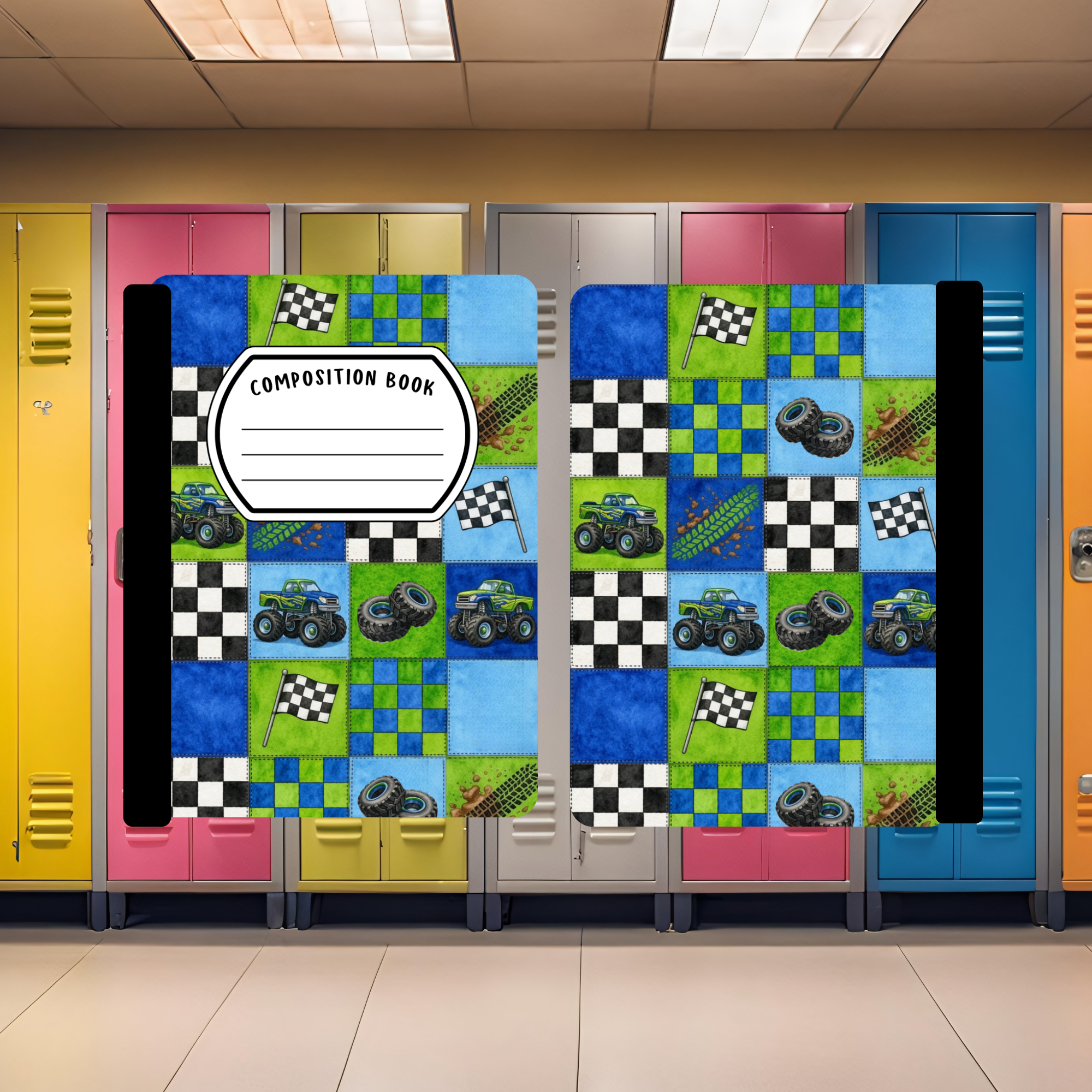 Green & Blue Trucks Composition Book
