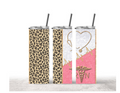 RN Leopard Print Pink Glitter Tumbler
