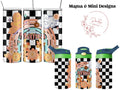 Mini Tumbler - Retro Floral Checkered Design