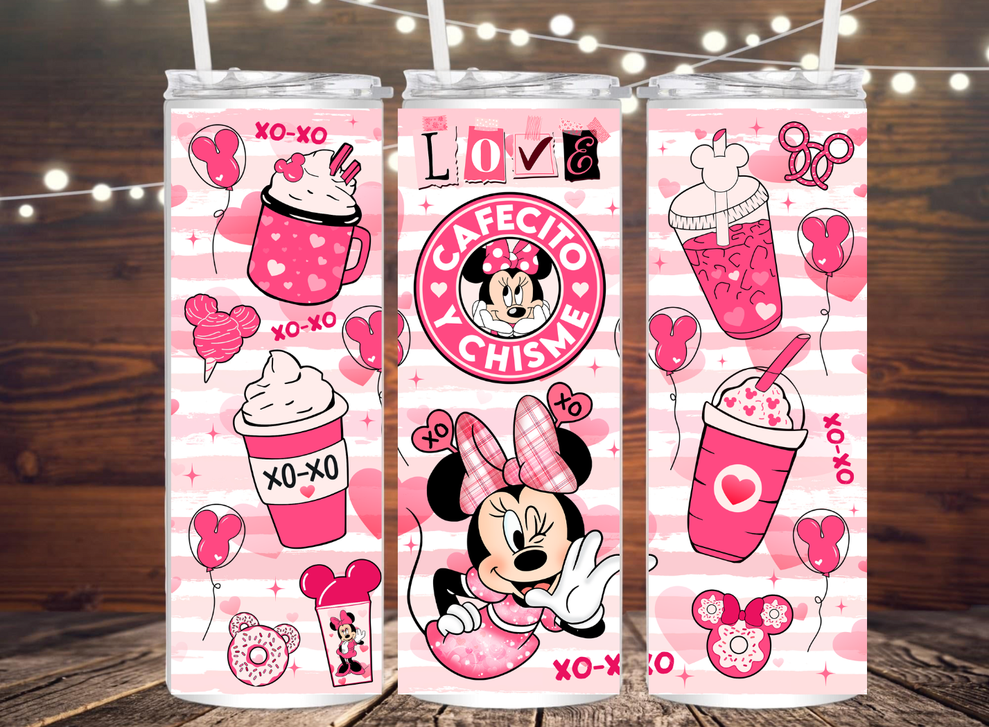 Minnie Mouse Valentine Tumbler - Cafecito Chisme Love Design
