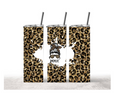 Mom Life Leopard Print Tumbler - Gold Glitter Messy Bun Design