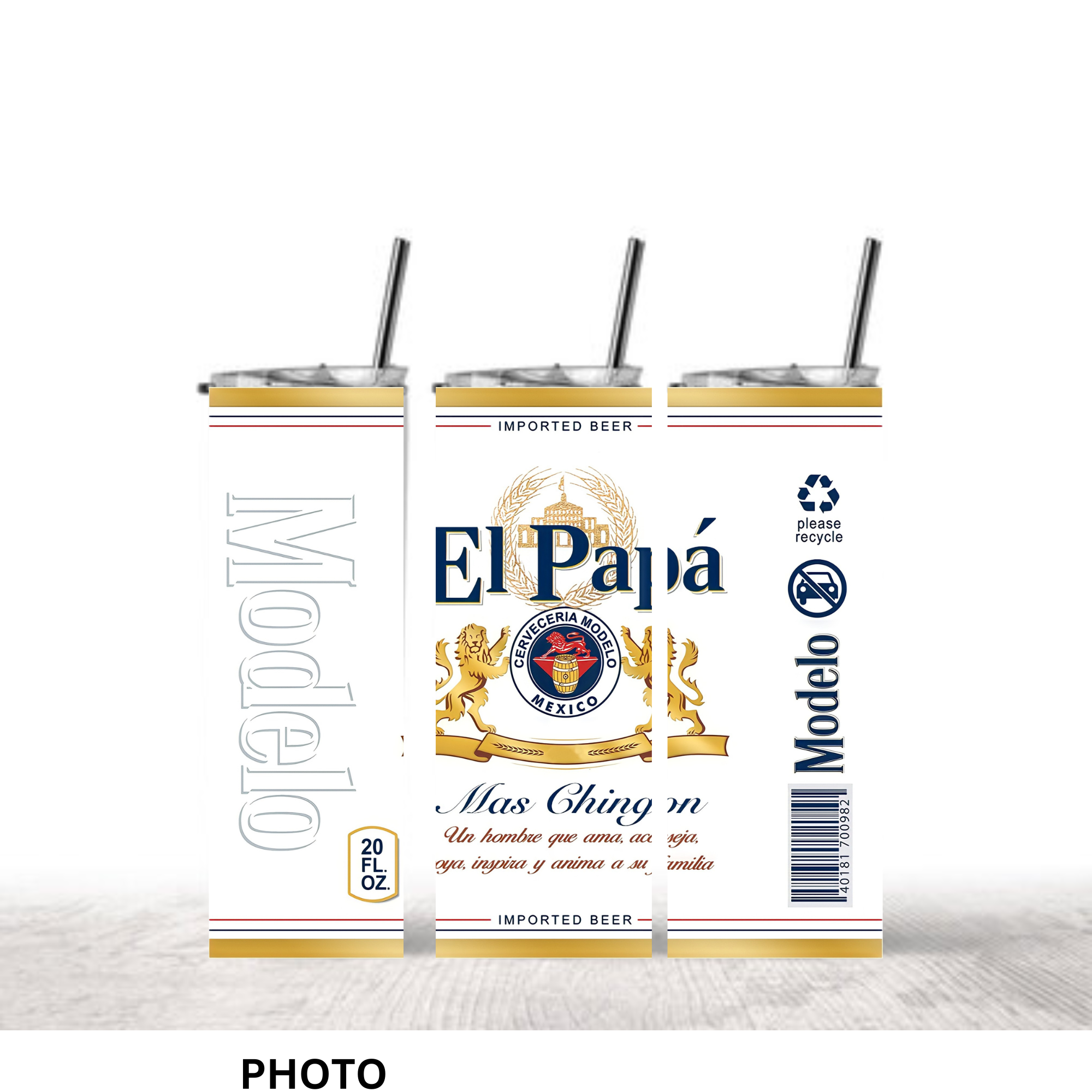 El Papá Modelo Tumbler - Beer Can Design