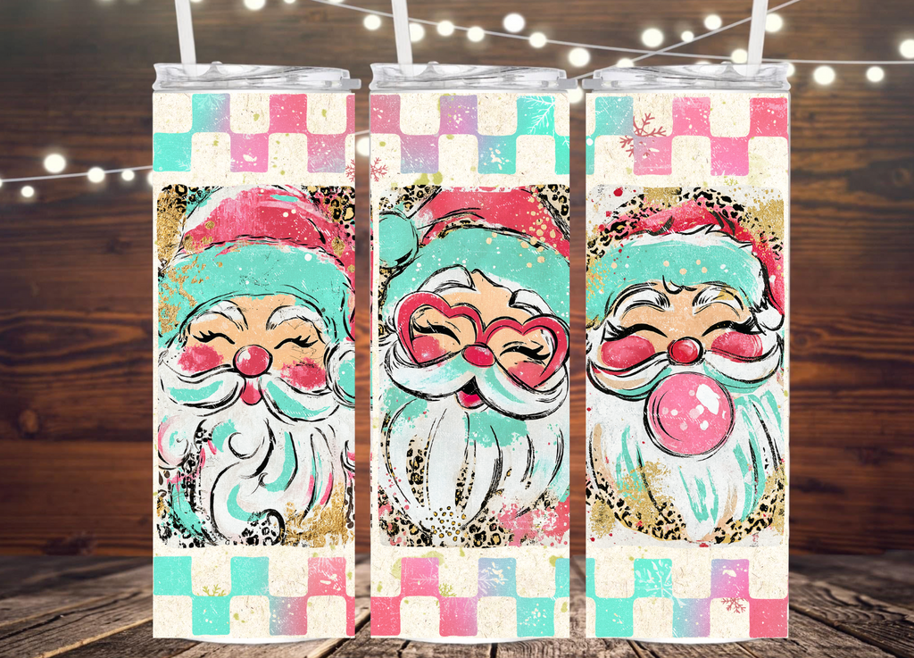 Preppy Santa Tumbler - Retro Christmas Design