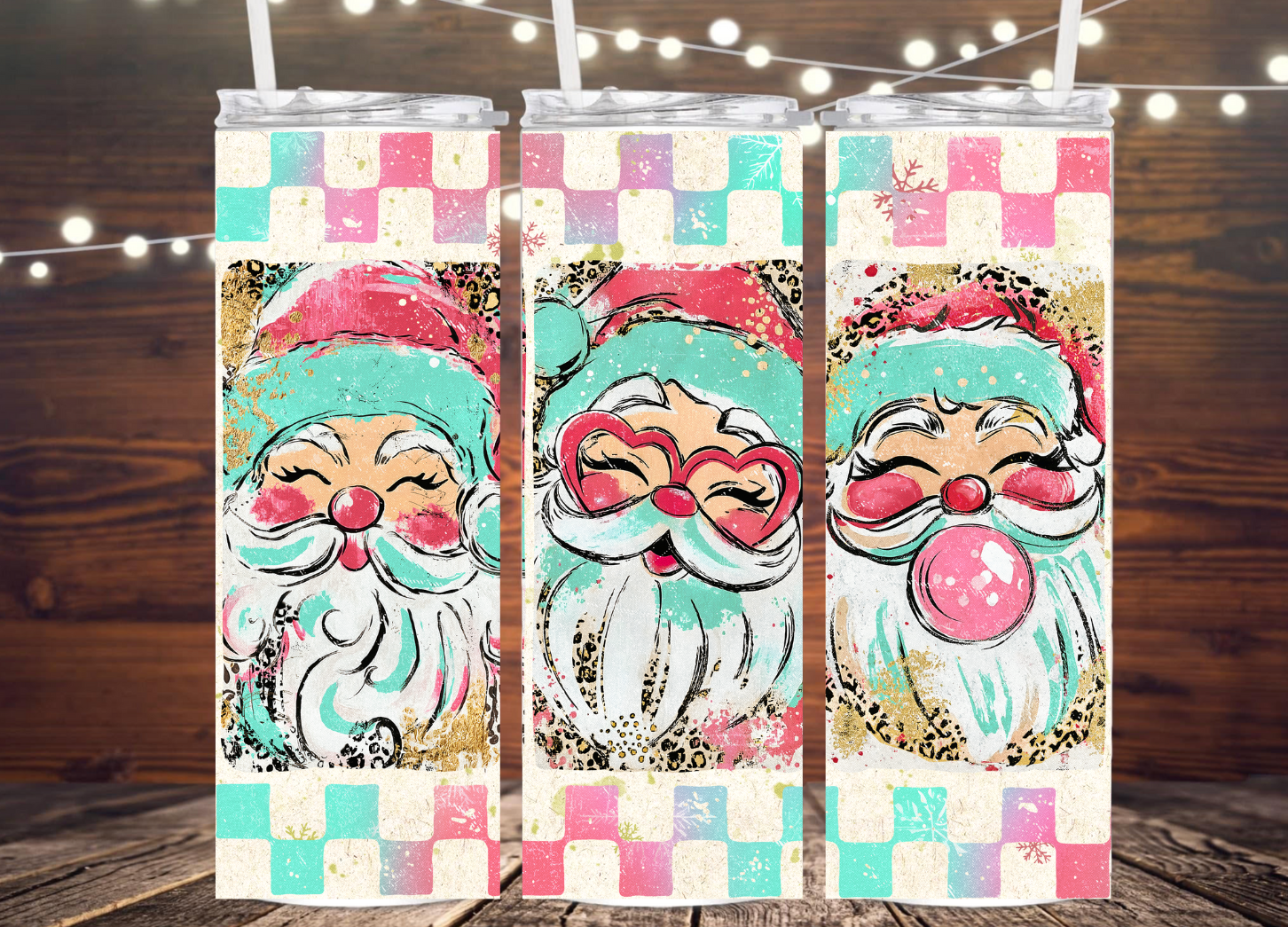 Preppy Santa Tumbler - Retro Christmas Design