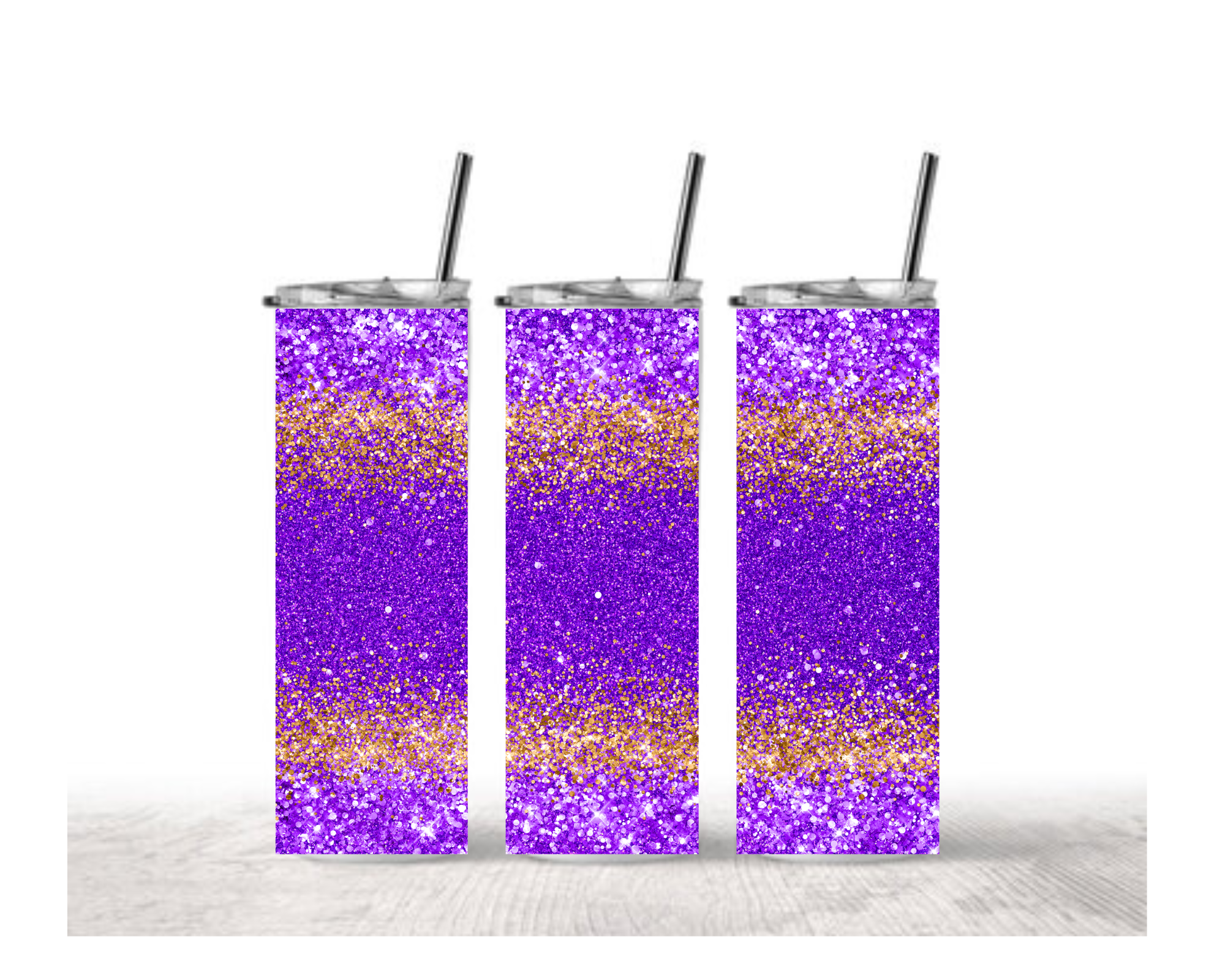 Purple and Gold Glitter Tumbler