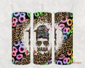 Mama Leopard Print Rainbow Flower Tumbler