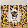 Mom Life Sunflower Tumbler - 20oz Straight Tumbler with Leopard Print