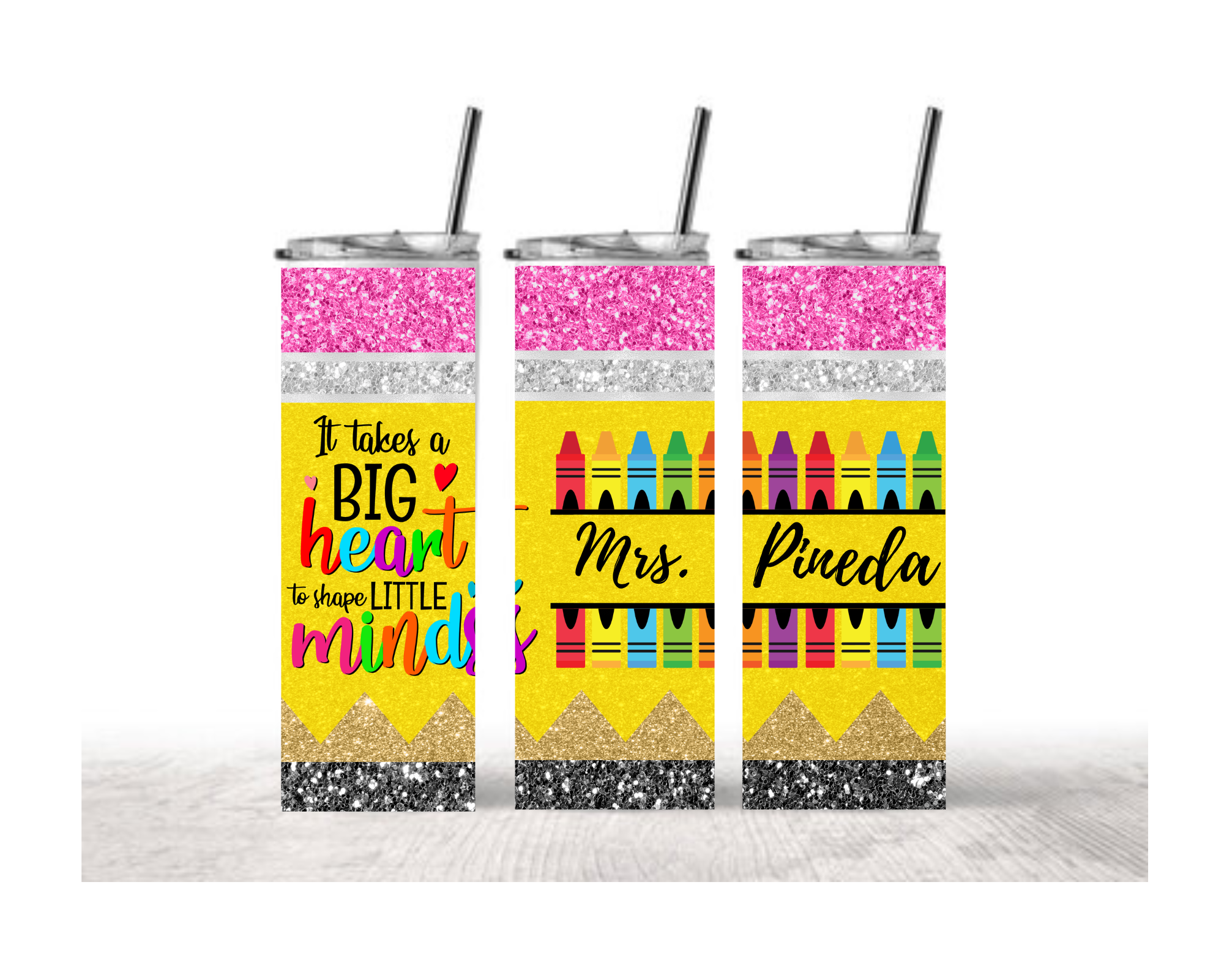 Big Heart Teacher Tumbler - 20oz Straight Tumbler with Inspirational Quote