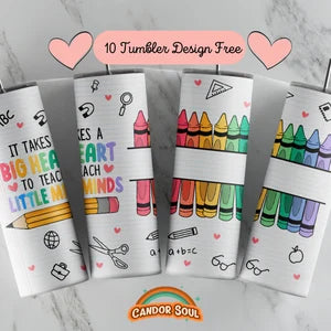 Teacher Tumbler - Colorful Crayon Design